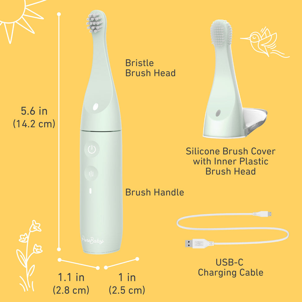 PureBaby Infant-to-Toddler Electric Toothbrush - Sage Green - Image 6