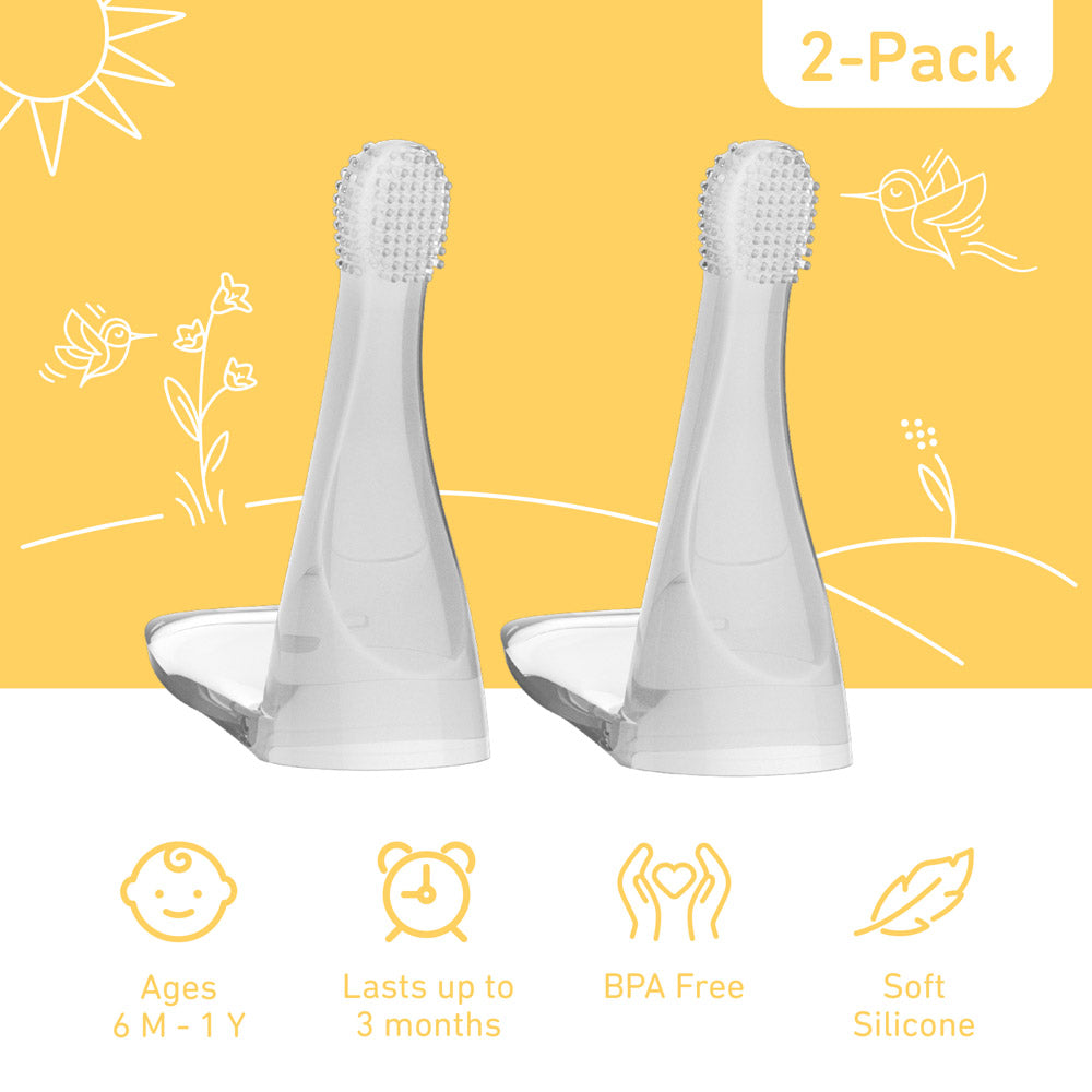 PureBaby Infant-to-Toddler Electric Toothbrush (PEBBYBSH-SG) - 2-Pack Replacement Silicone Brush Heads - Image 3