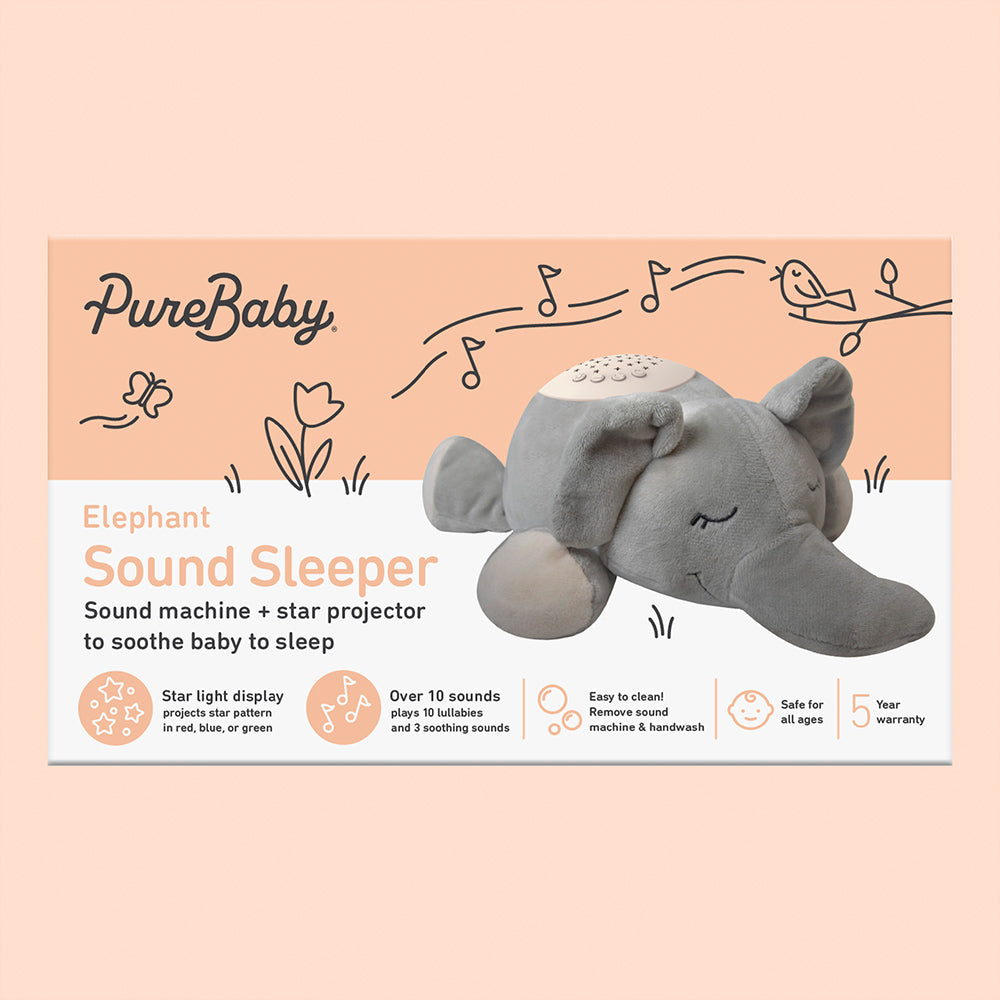 PureBaby® Sound Sleepers Sound Machine and Star Projector - Elephant - Image 8