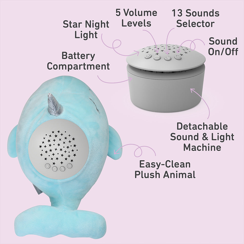 PureBaby® Sound Sleepers Sound Machine and Star Projector - Narwhal - Image 5