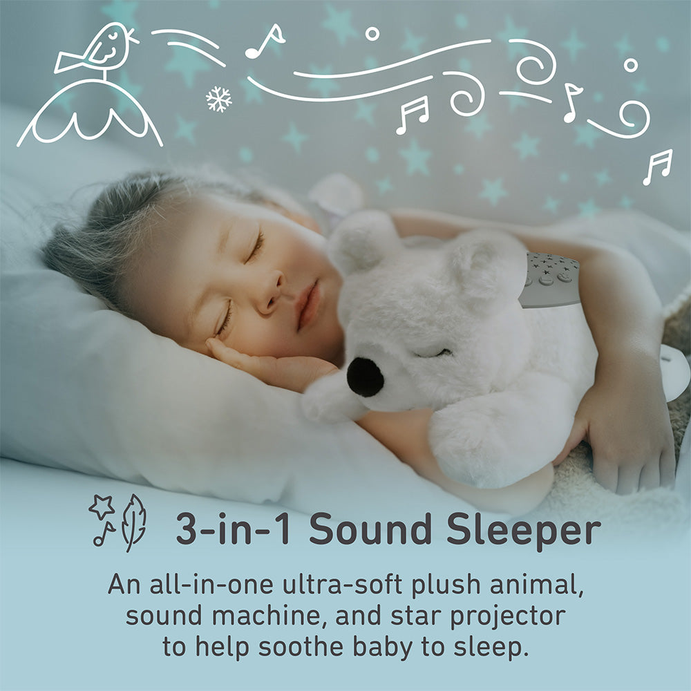 PureBaby® Sound Sleepers Sound Machine and Star Projector - Polar Bear - Image 2